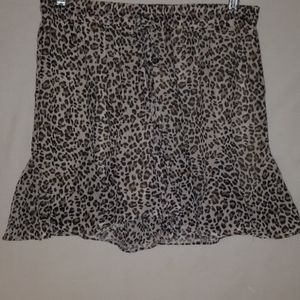 Leopard ruffled  chiffon sheer shorts